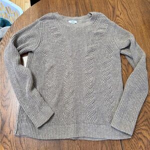 croft & barrow Taupe Cable-Textured Crewneck Sweater